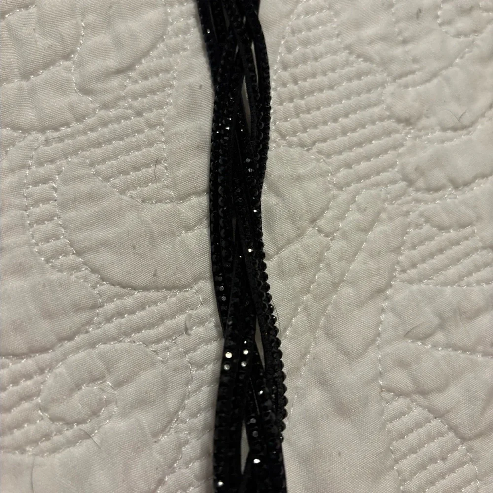 Multi-Row Black & Gold Wrap Bracelet with Rhinestones